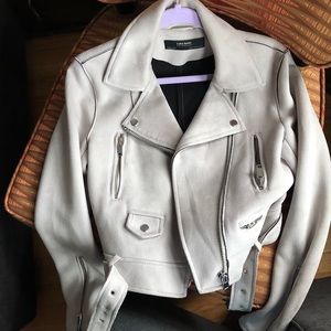 Zara blue grey suede moto jacket